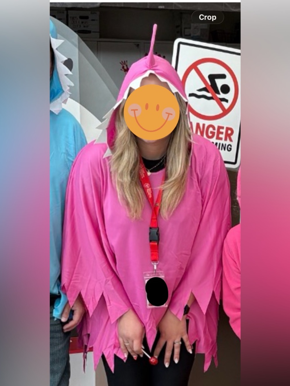 Adult Pink Shark Hooded Costume poncho